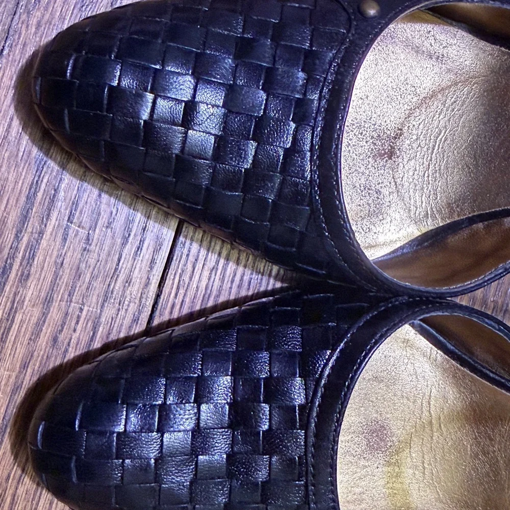 Black Antonio Melani heeled shoes with ankle strap and braided design Sz 7.5 - Picture 2 of 6